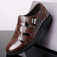 Load image into Gallery viewer, Merkmak Men Sandals Genuine Leather Sandals Men Breathable Outdoor Casual Male Beach Shoes Man Flat Big Size 38-47 Drop Shipping