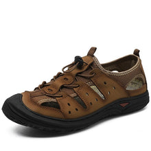 Load image into Gallery viewer, Merkmak Summer Men's Sandals Genuine Leather Casual Shoes Men's Breathable Design Outdoor Beach Sandals Roman Water Sneakers