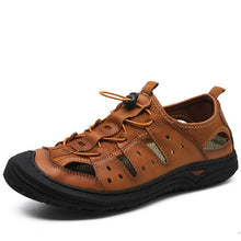 Load image into Gallery viewer, Merkmak Summer Men's Sandals Genuine Leather Casual Shoes Men's Breathable Design Outdoor Beach Sandals Roman Water Sneakers