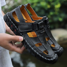Load image into Gallery viewer, Merkmak 2020 Summer Leather Men Sandals Fashion Breathable Male Flats ComfortableSoft Men's Beach Slippers Casual Shoes For Man