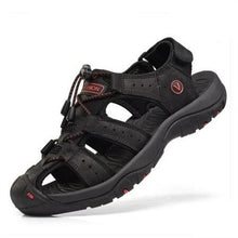 Load image into Gallery viewer, Merkmak Men Shoes Genuine Leather Summer Men Sandals Elastic Band Man Shoes Beach Sandals Men's Outdoor Casual Big Size 47 Flat