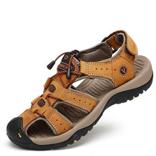 Load image into Gallery viewer, Merkmak Men Shoes Genuine Leather Summer Men Sandals Elastic Band Man Shoes Beach Sandals Men's Outdoor Casual Big Size 47 Flat
