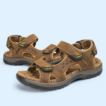 Load image into Gallery viewer, Merkmak Genuine Leather Summer Men Outdoor Sandals Beach Casual Shoes Sandals Quick Dry Protective Walking Shoes Large Size