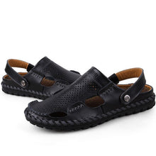Load image into Gallery viewer, Merkmak Men Sandals Leather Summer 2018 Genuine Leather Male Beach Shoes Outdoor Slippers Soft Rubber Breathable Sandal For Man