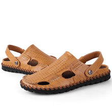 Load image into Gallery viewer, Merkmak Men Sandals Leather Summer 2018 Genuine Leather Male Beach Shoes Outdoor Slippers Soft Rubber Breathable Sandal For Man